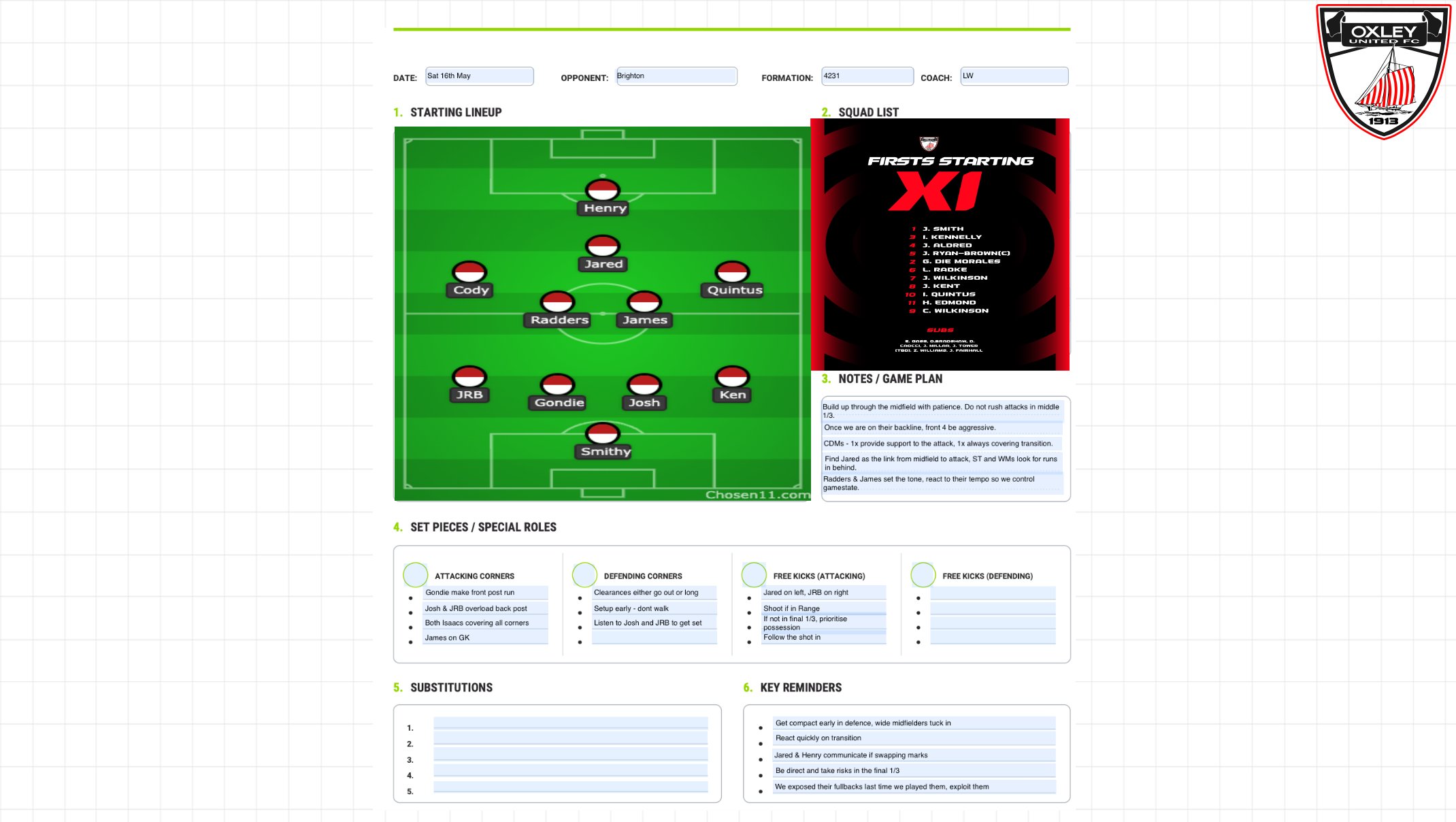 1sts vs Brighton
